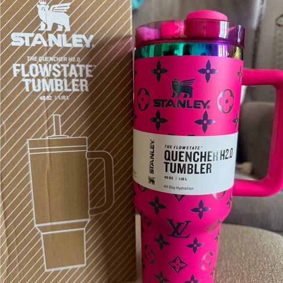 Stanley’s Hot Pink 40oz Tumbler with LV designs. New. - Picture 7 of 8